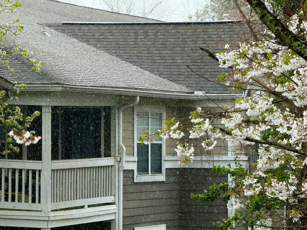 Rainwater running off a roof into a downspout